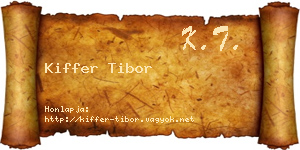 Kiffer Tibor névjegykártya